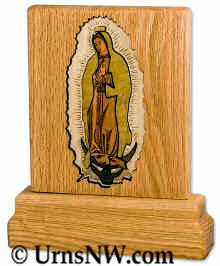 Small Wood Keepsake Urn with Vertical Dimensional Inlay Art