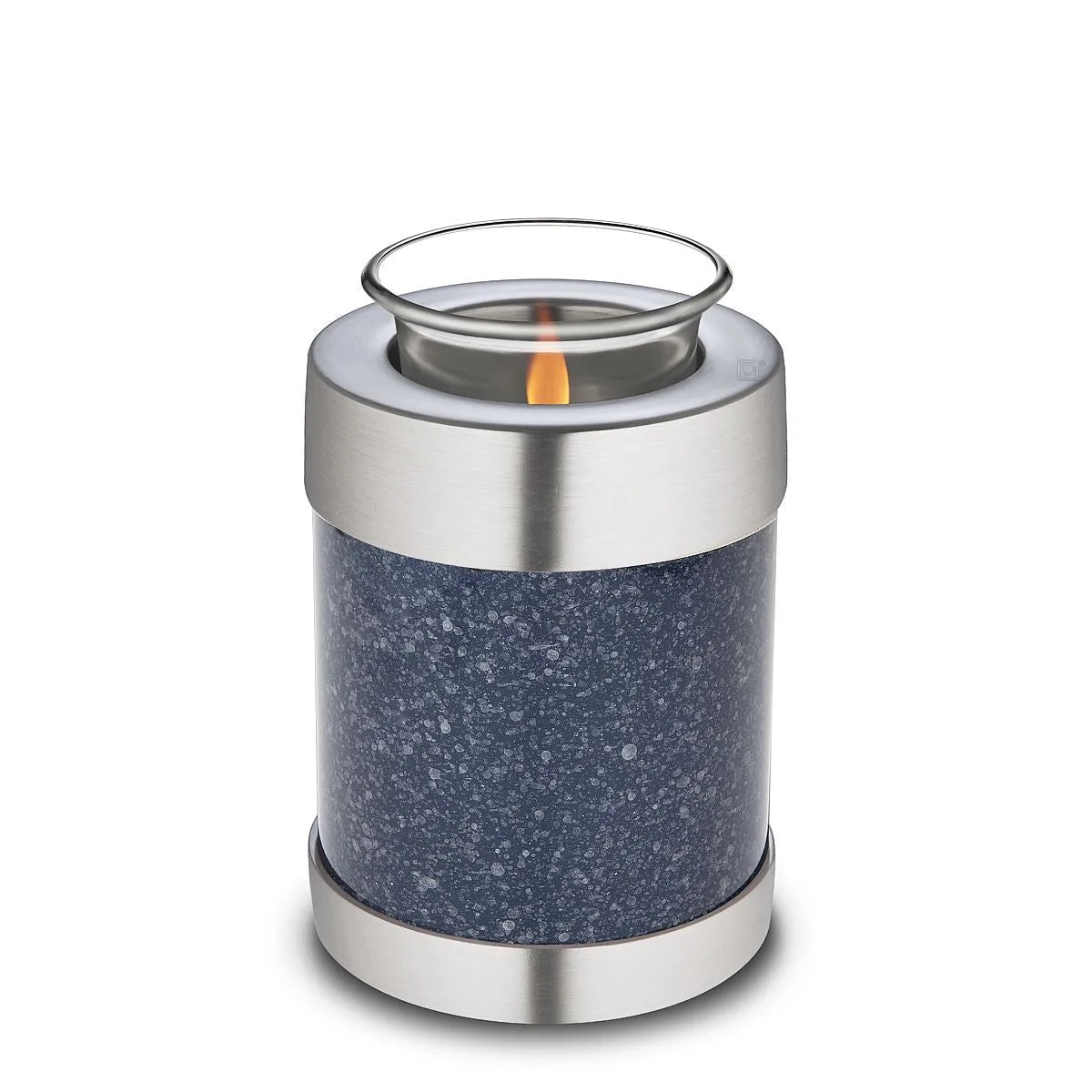Speckled Indigo Blue Metal Cremation Urn
