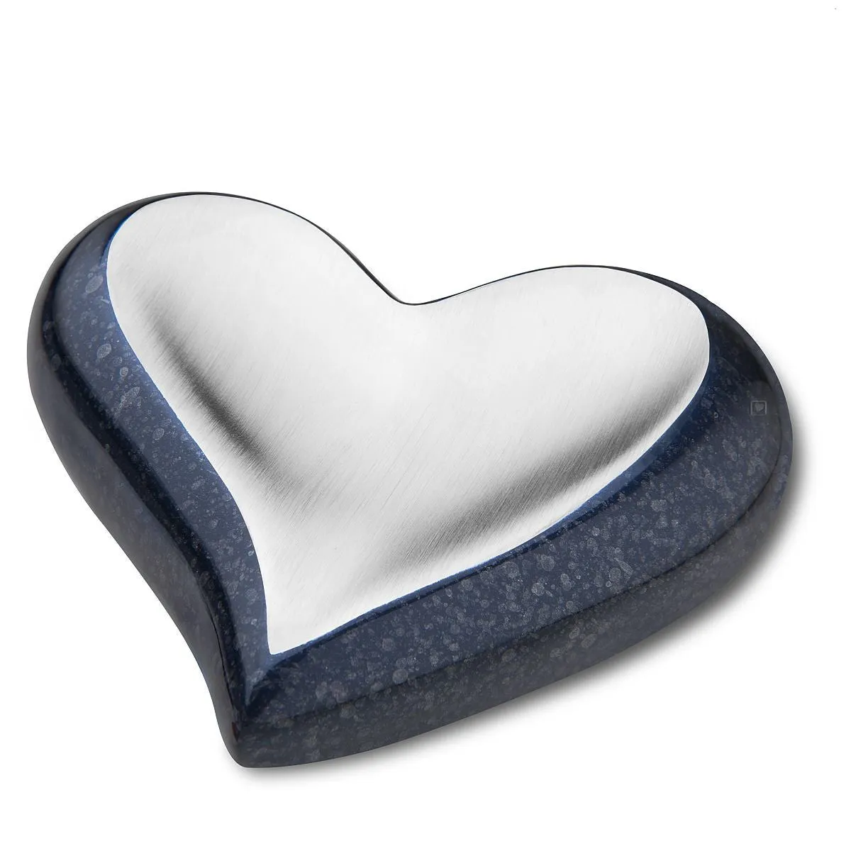 Speckled Indigo Blue Metal Cremation Urn