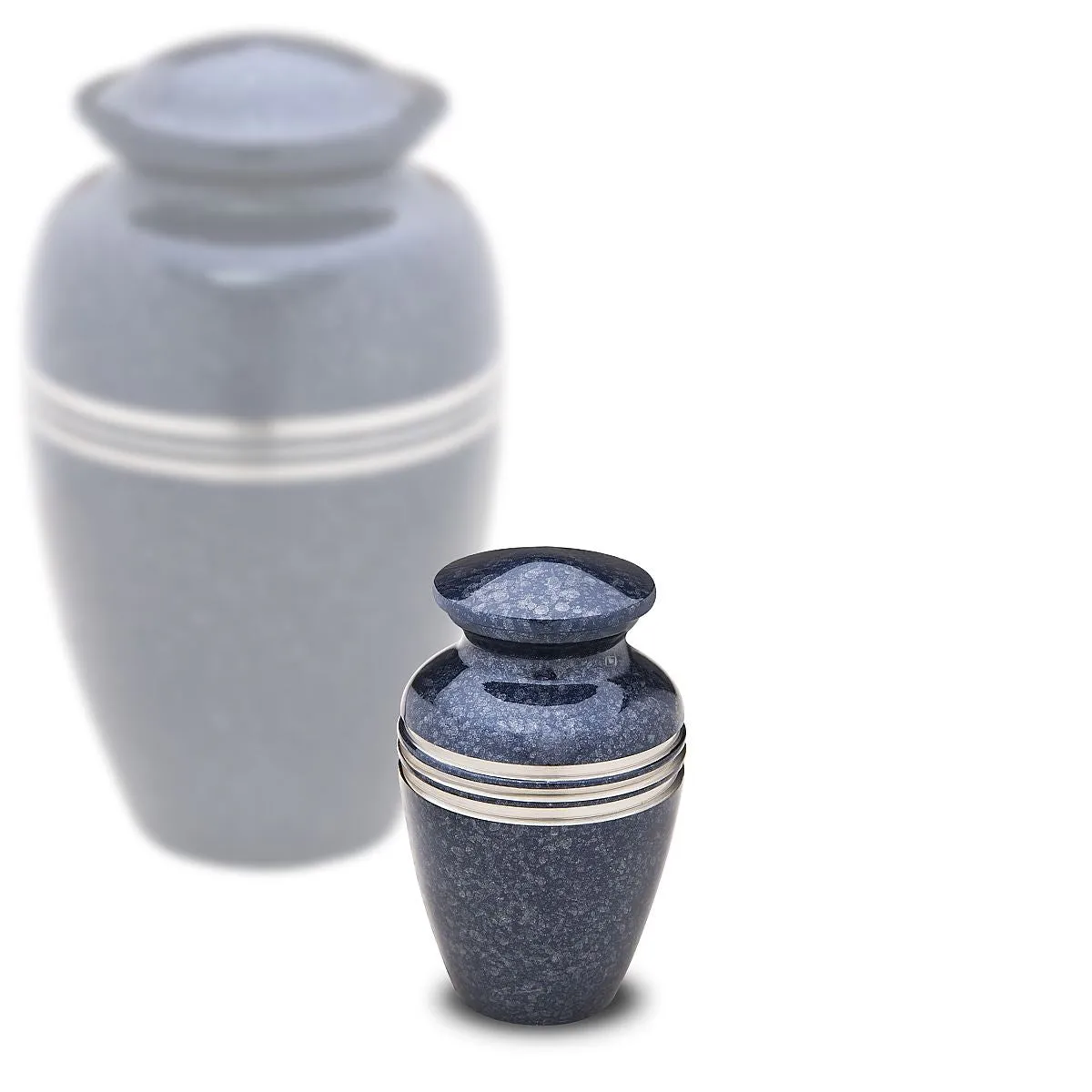Speckled Indigo Blue Metal Cremation Urn