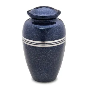 Speckled Indigo Blue Metal Cremation Urn