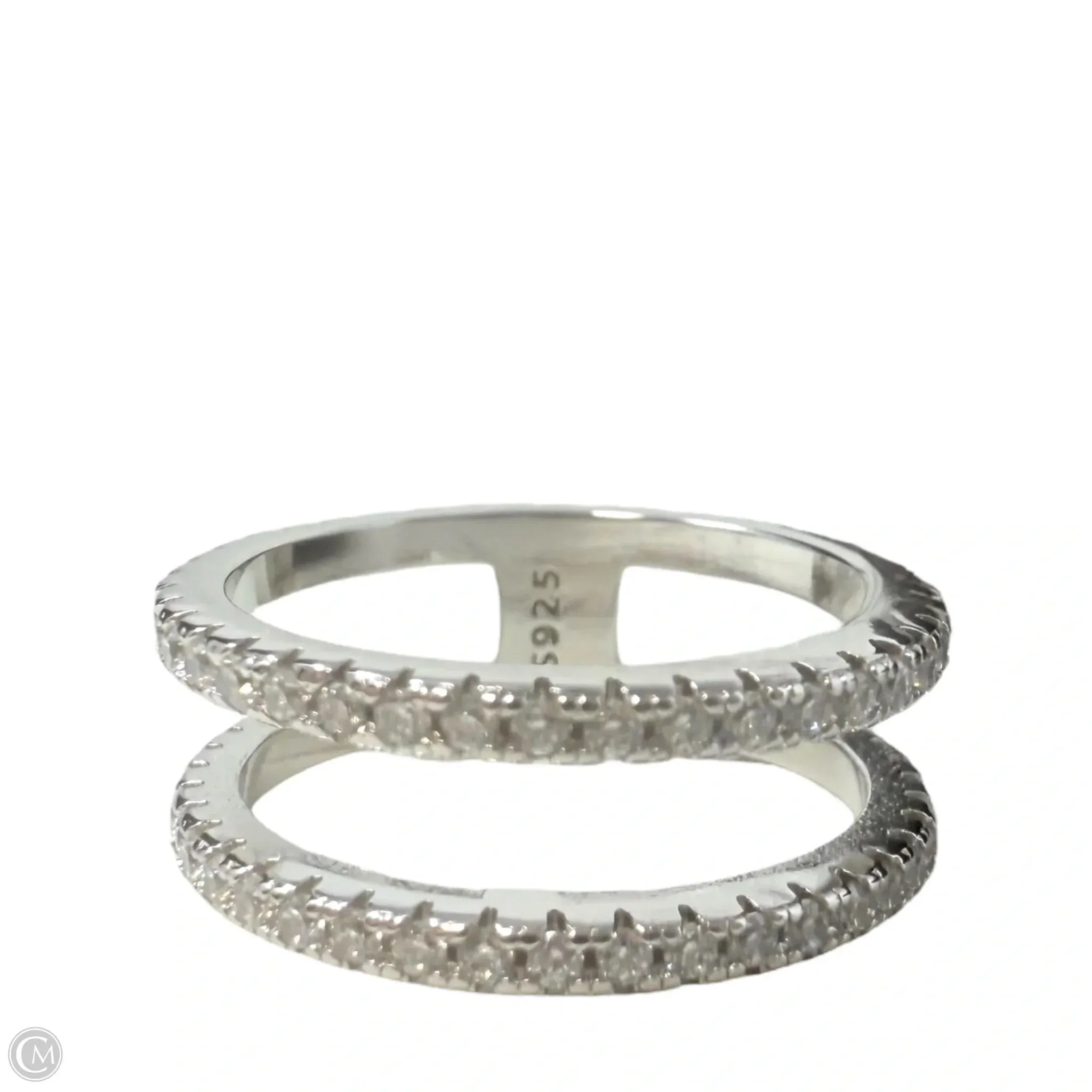 Sterling Silver 925 Silver Cubic Zirconia Double Layer Ring By Unbranded, Size: 7