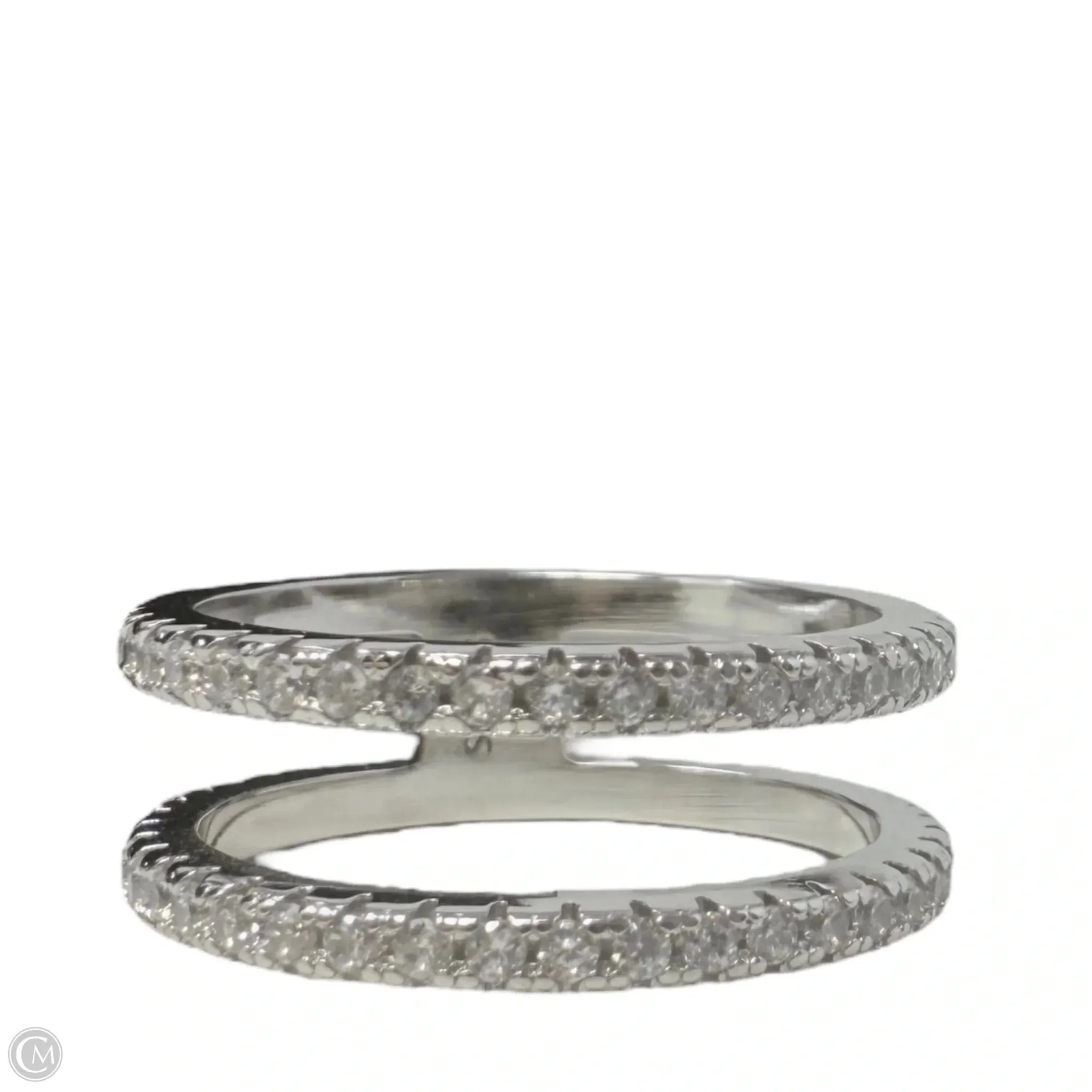 Sterling Silver 925 Silver Cubic Zirconia Double Layer Ring By Unbranded, Size: 7