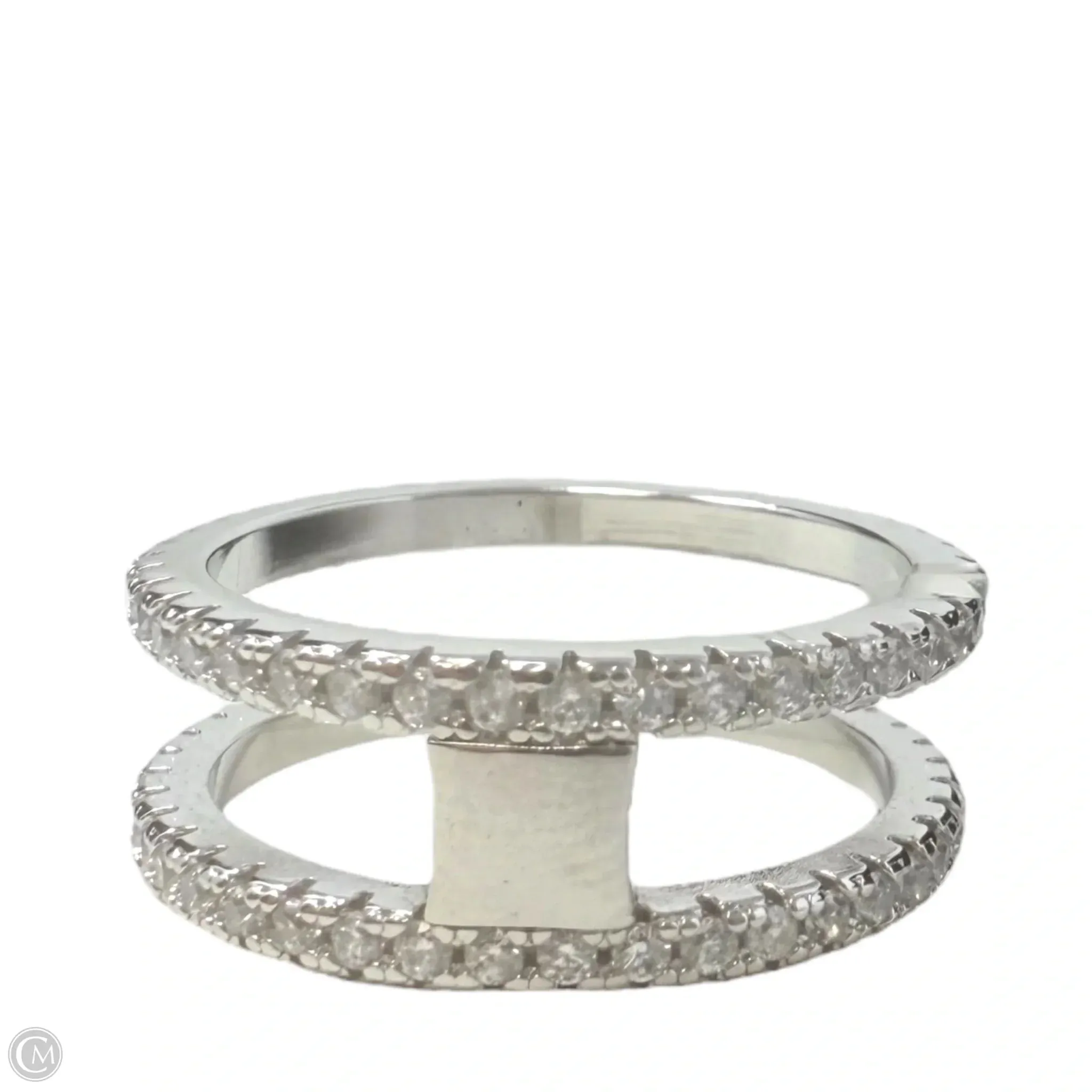 Sterling Silver 925 Silver Cubic Zirconia Double Layer Ring By Unbranded, Size: 7