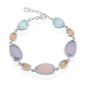 Sterling Silver Multi-Shaped Cat's Eye Bracelet
