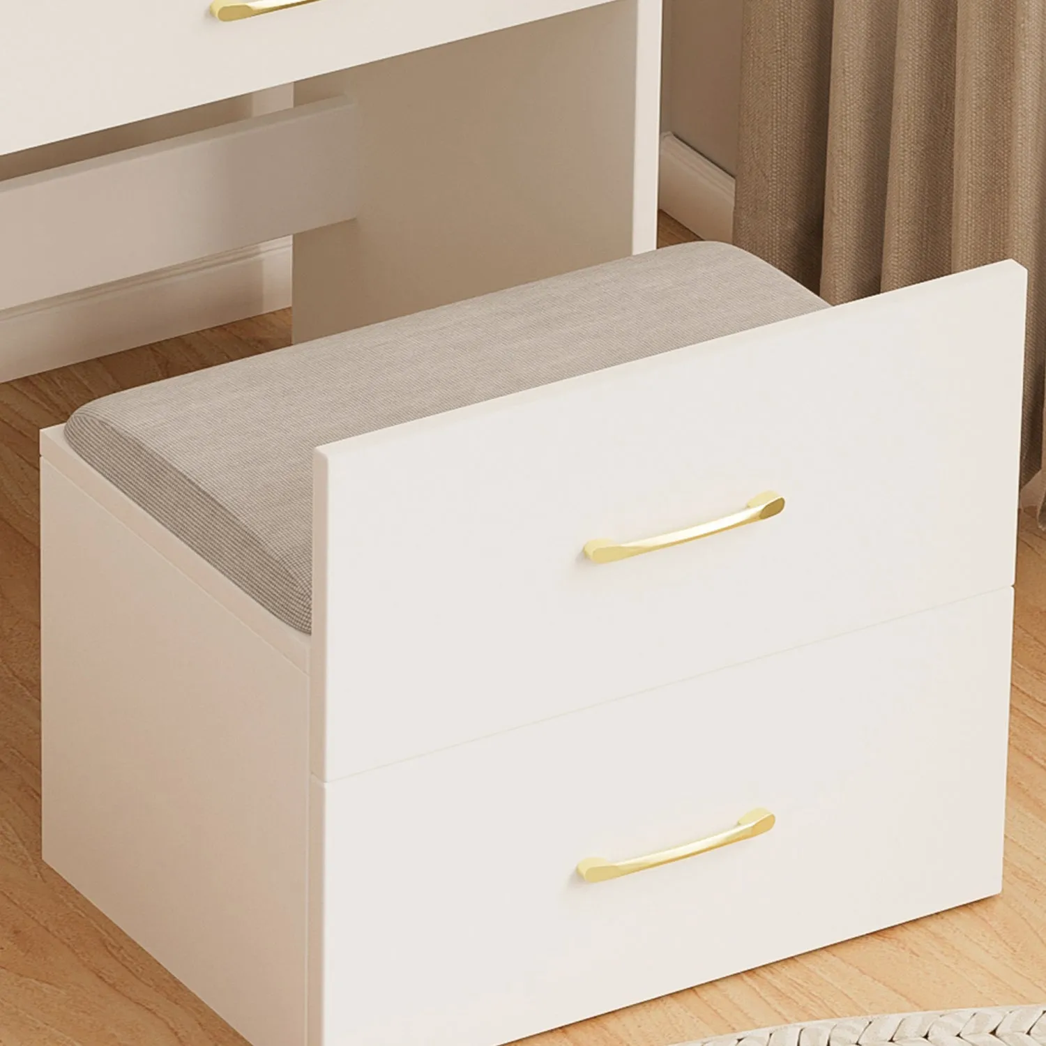 Streamdale 3-in-1 Vanity Desk with Mirror & Glass Top