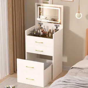 Streamdale 3-in-1 Vanity Desk with Mirror & Glass Top