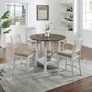 Streamdale Foldable Dining Set: Table, 4 Chairs, Storage, Solid Wood