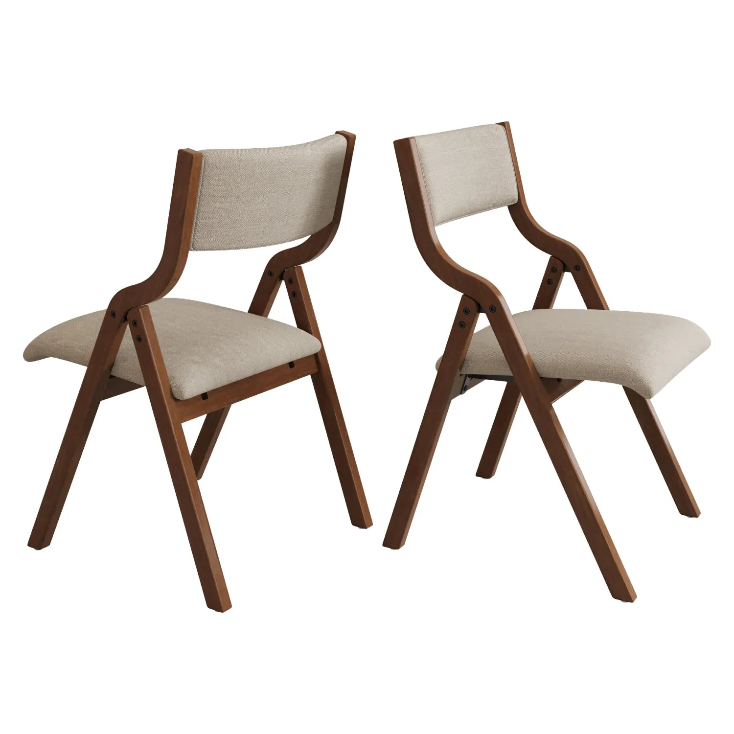 Streamdale Folding Dining Chairs 2-Pack - Cream Taupe/Walnut