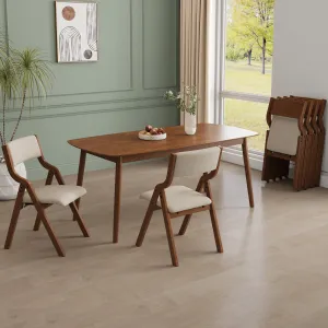 Streamdale Folding Dining Chairs 2-Pack - Cream Taupe/Walnut