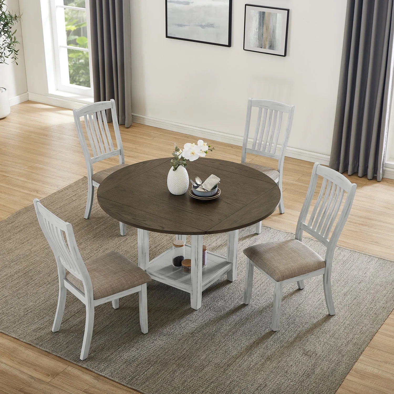 Streamdale Folding Table: Seats 4, Storage, Space-Saving, Expandable