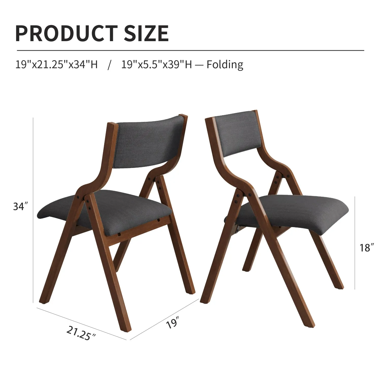 Streamdale Folding Upholstered Dining Chairs 2-Pack - Cream/Grey & Walnut