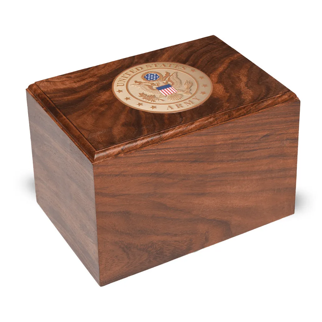 TC  Rosewood Urn -2705- Bevel Edge with US Military Emblem