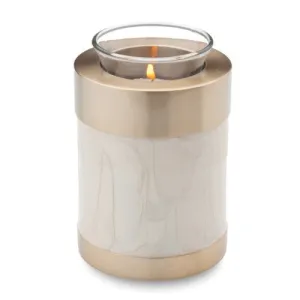 Tealight Brass Keepsake Cremation Urn in Pearl