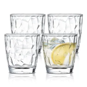 TeamSky 3465948 10oz Clear Unbreakable Drankware Acrylic Reusable Juice Wine Glasses, Transparent, Set of 4