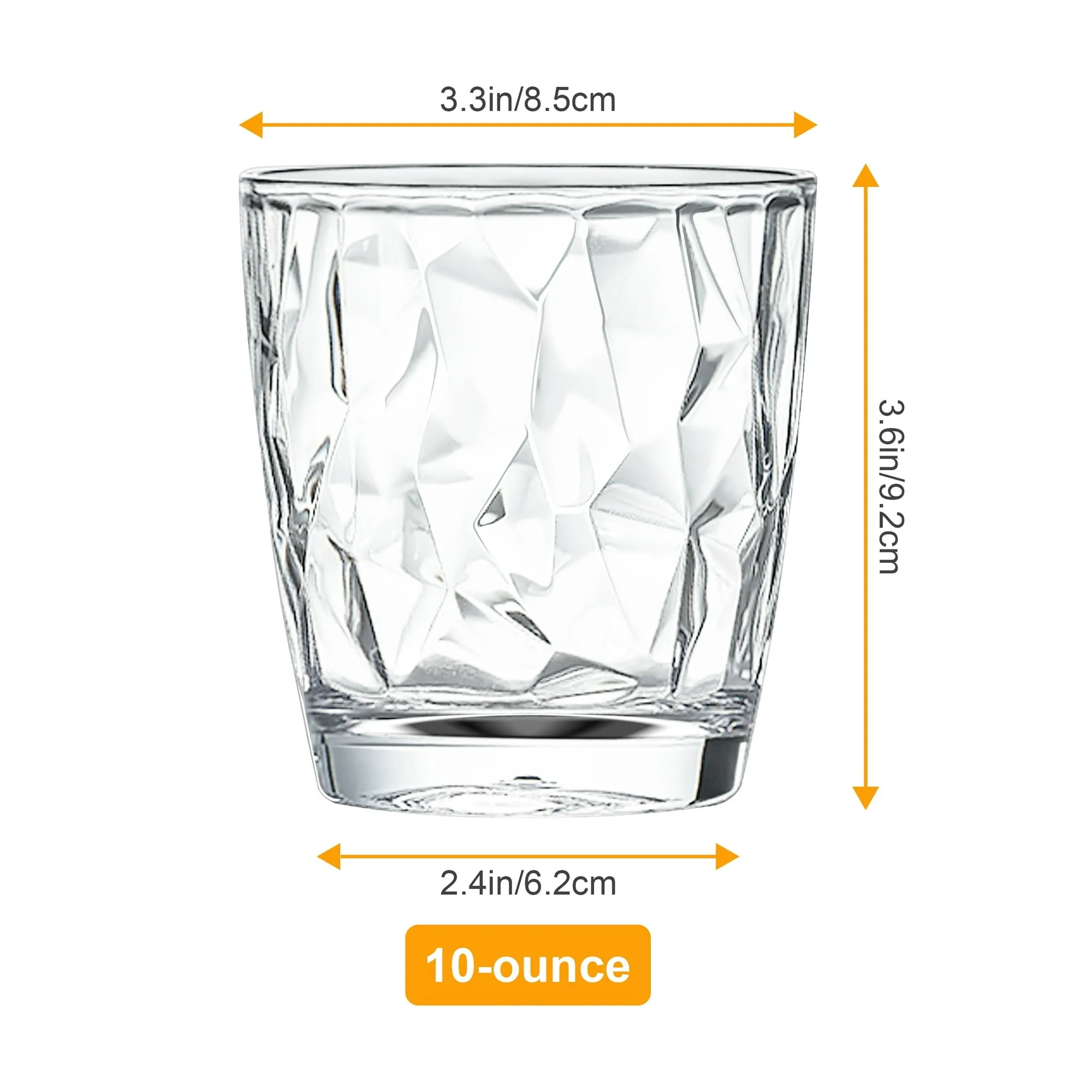 TeamSky 3465948 10oz Clear Unbreakable Drankware Acrylic Reusable Juice Wine Glasses, Transparent, Set of 4