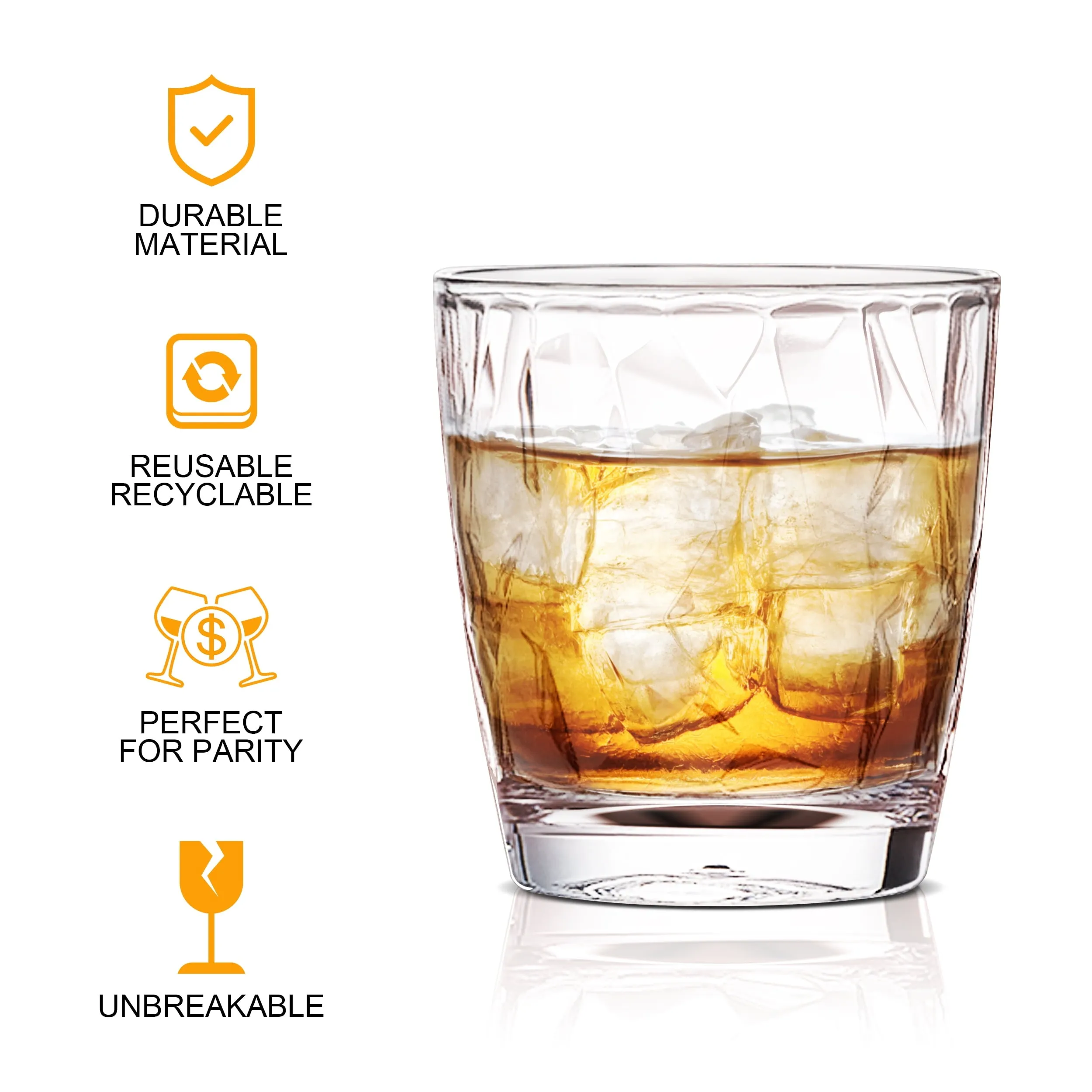 TeamSky 3465948 10oz Clear Unbreakable Drankware Acrylic Reusable Juice Wine Glasses, Transparent, Set of 4