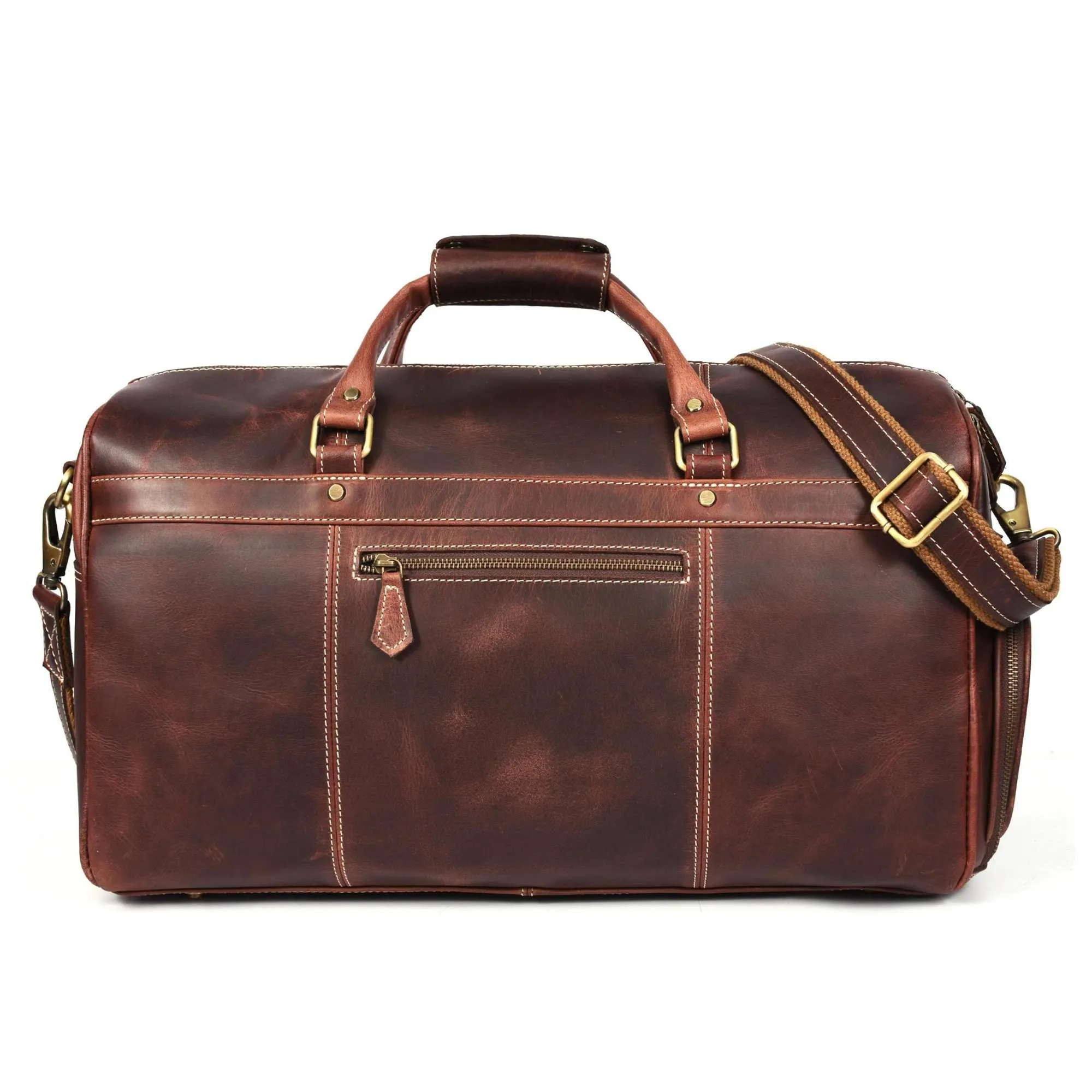 The Voyager Duffle - Brown Full-Grain Distressed Leather Duffle Bag