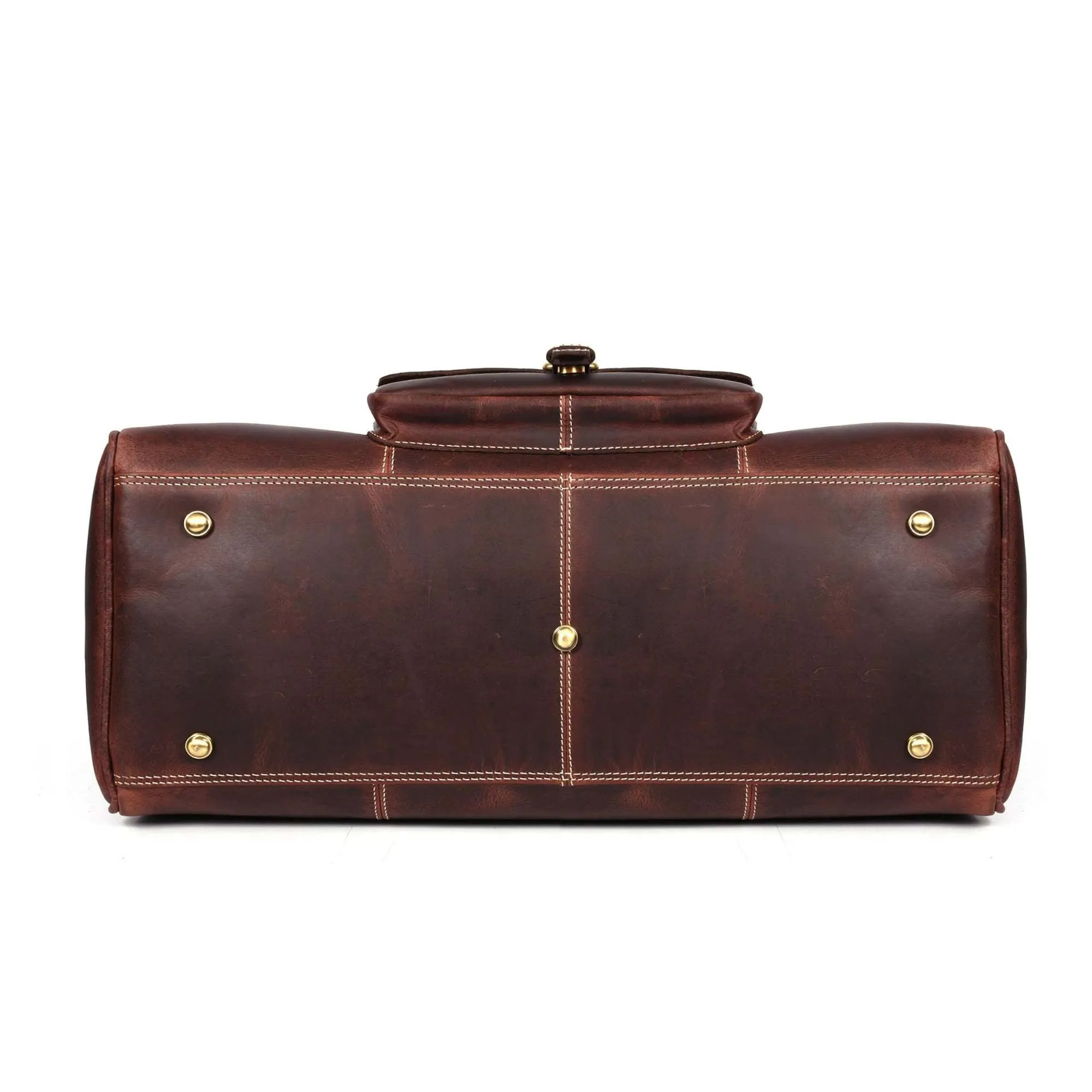The Voyager Duffle - Brown Full-Grain Distressed Leather Duffle Bag