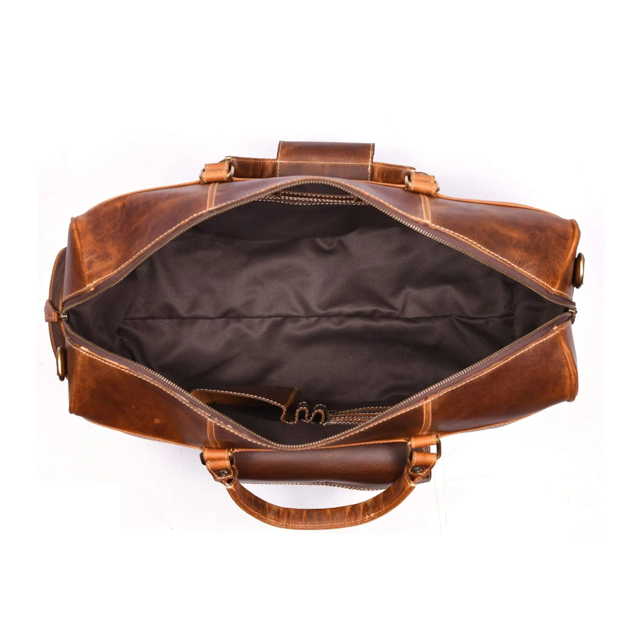 The Voyager Duffle - Cognac Full-Grain Distressed Leather Duffle Bag