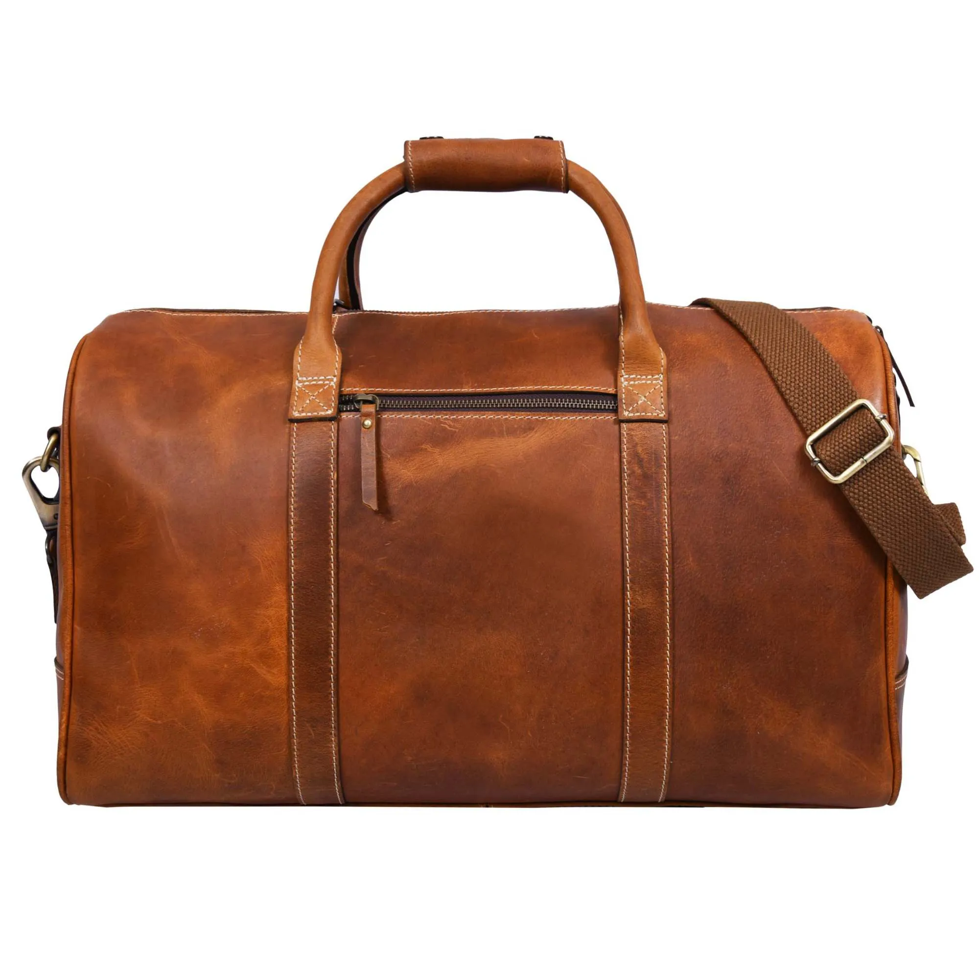 The Wayfarer Bag - Cognac Classic Full-Grain Leather Duffle Bag