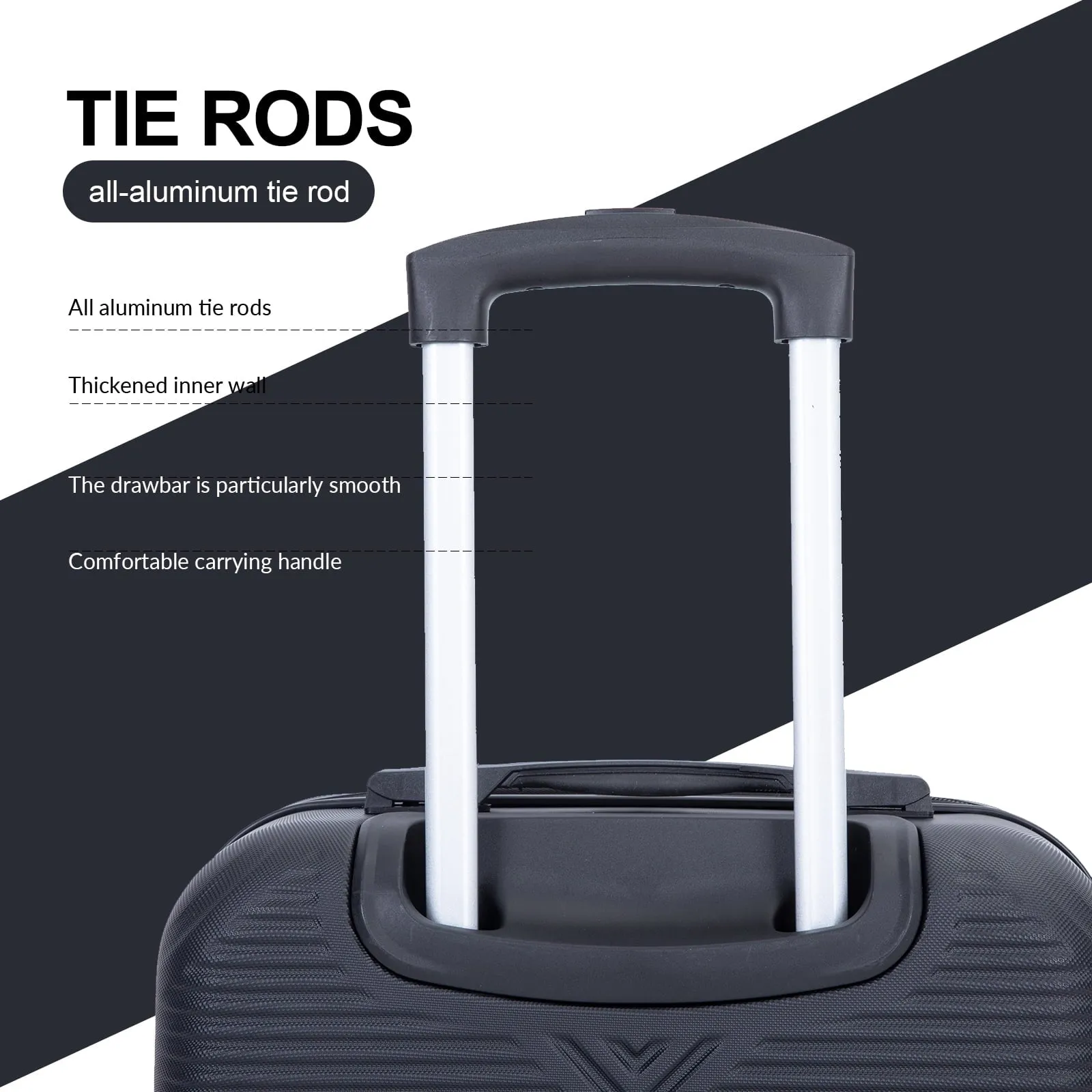 Tripcomp 2302-2Black 2 Pcs Hardside Suitcase with Spinner Wheels Lightweight Carry On Luggage, Black, 14"/20"