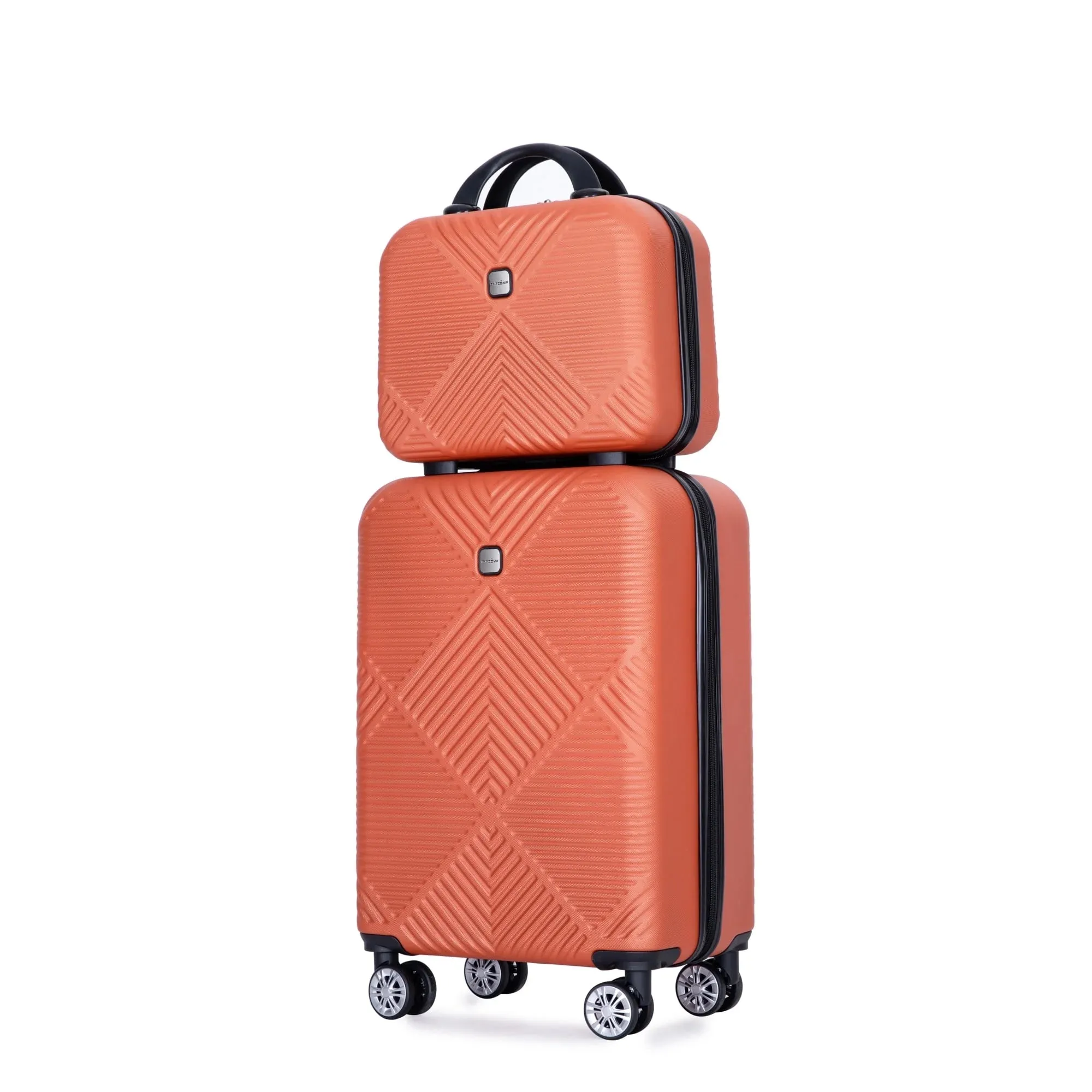 Tripcomp 2302-2Dark Orange 2 Piece Suitcase Set (14/20/)Hardside Suitcase with Spinner Wheels Carry On Luggage