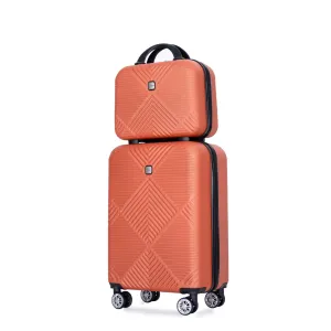 Tripcomp 2302-2Dark Orange 2 Piece Suitcase Set (14/20/)Hardside Suitcase with Spinner Wheels Carry On Luggage
