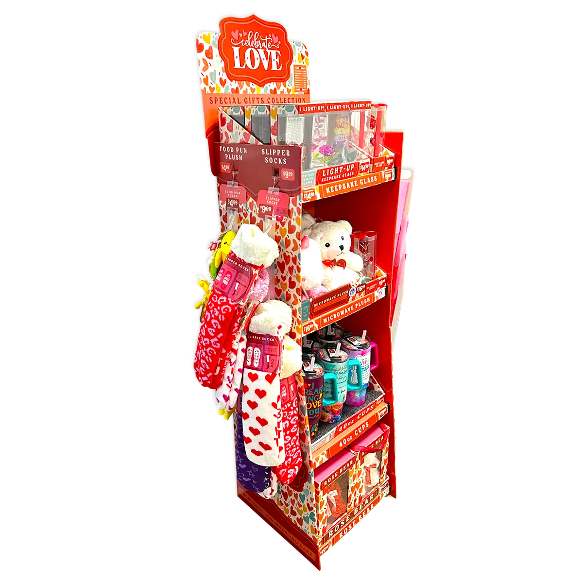 Valentine's Day Glass and Gift Assortment Floor Display - 57 Pieces Per Retail Ready Display 88573