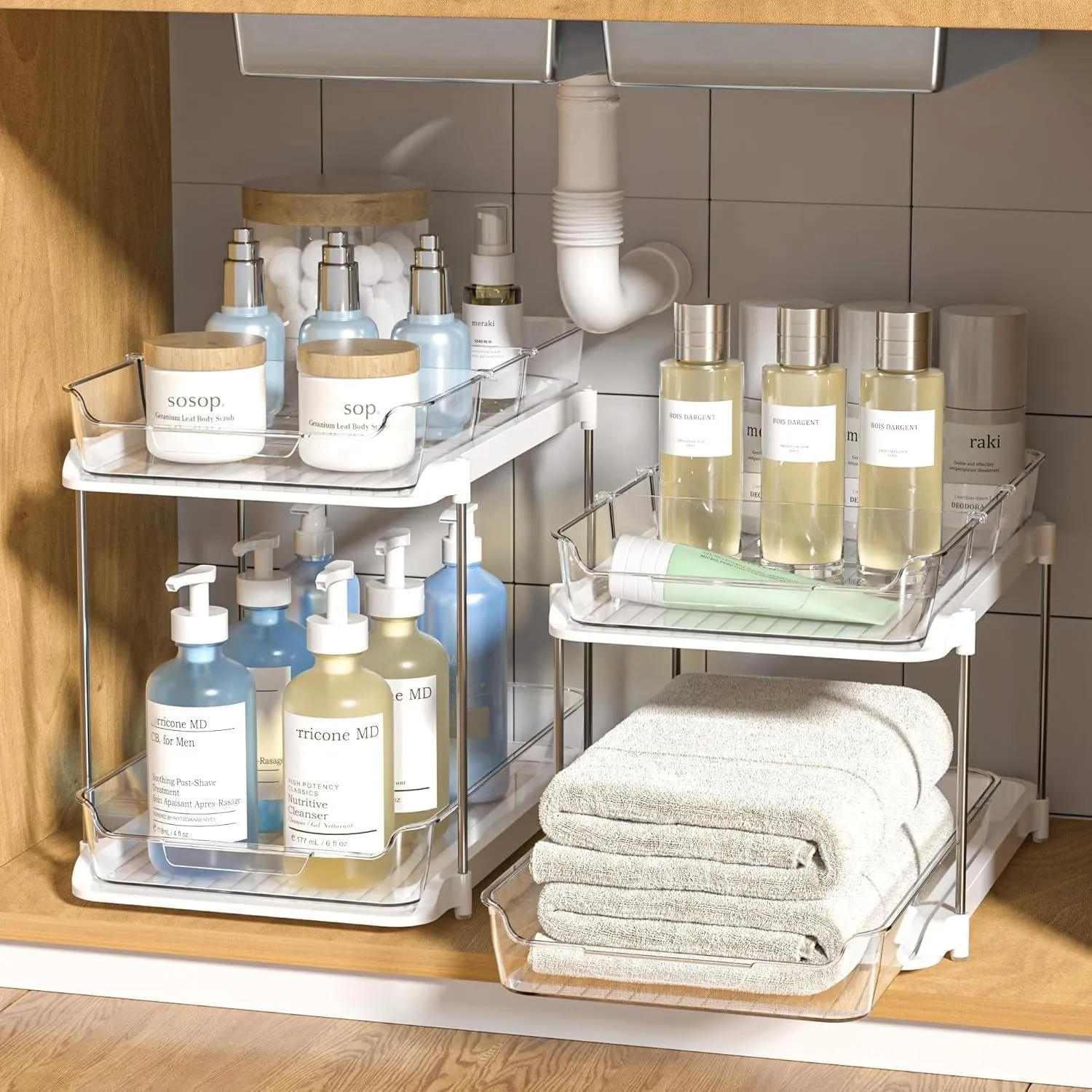Vqjtcvly 2-Tier Multi-Purpose Bathroom Under Sink Organizer & Storage, Set of 2
