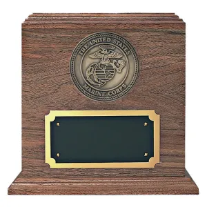 Walnut Wood Military Cremation Urn
