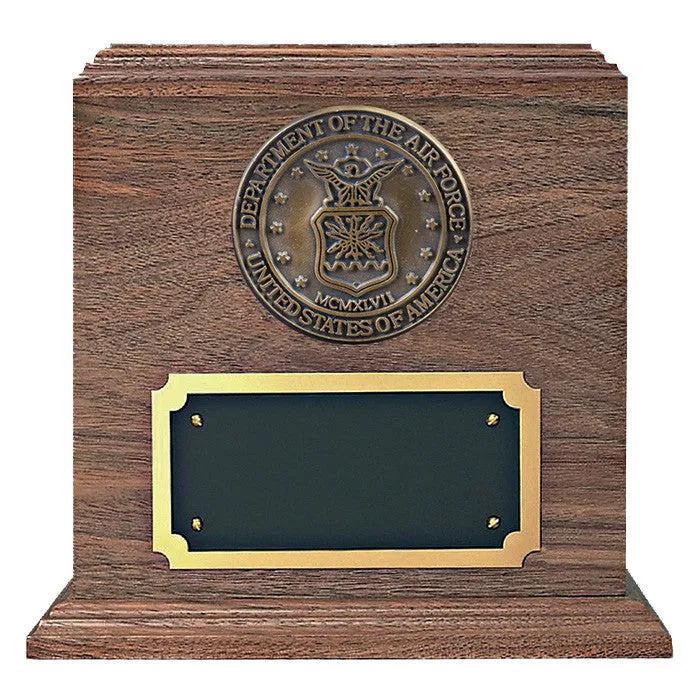 Walnut Wood Military Cremation Urn