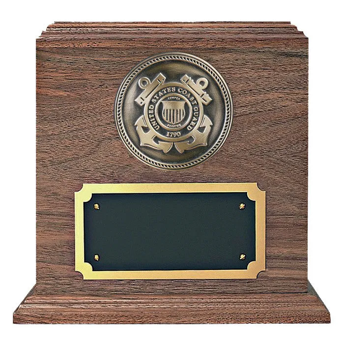 Walnut Wood Military Cremation Urn