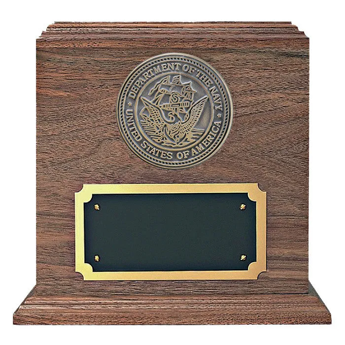 Walnut Wood Military Cremation Urn