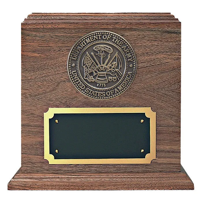 Walnut Wood Military Cremation Urn