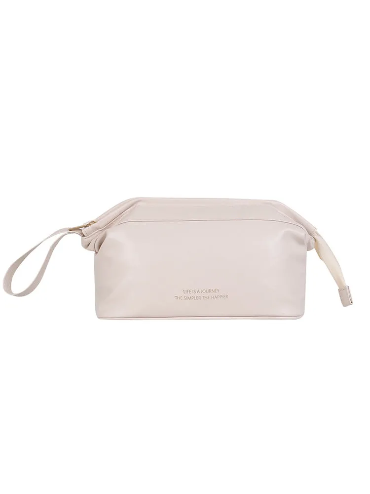 Women's Faux Leather Travel Portable Large Capacity Cosmetic Wash Storage Bag