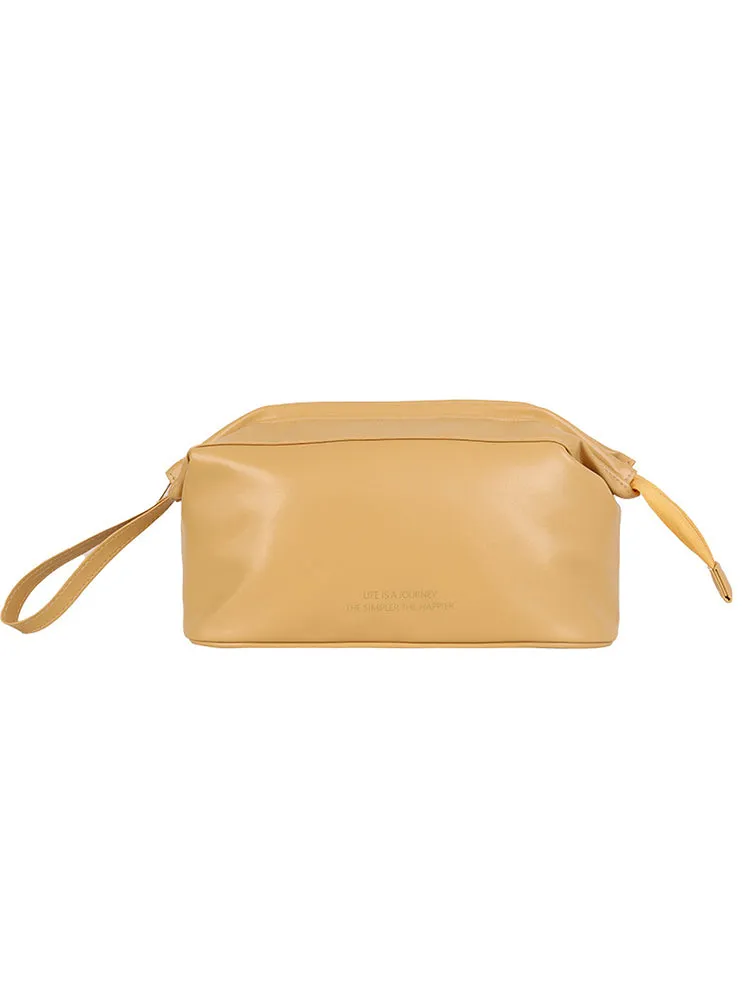 Women's Faux Leather Travel Portable Large Capacity Cosmetic Wash Storage Bag
